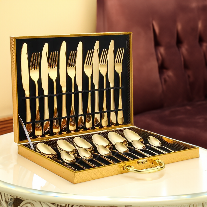 Maliben | Opulent Gold Cutlery Set - The Elegant 24-Piece Gold And Silver Cutlery Set