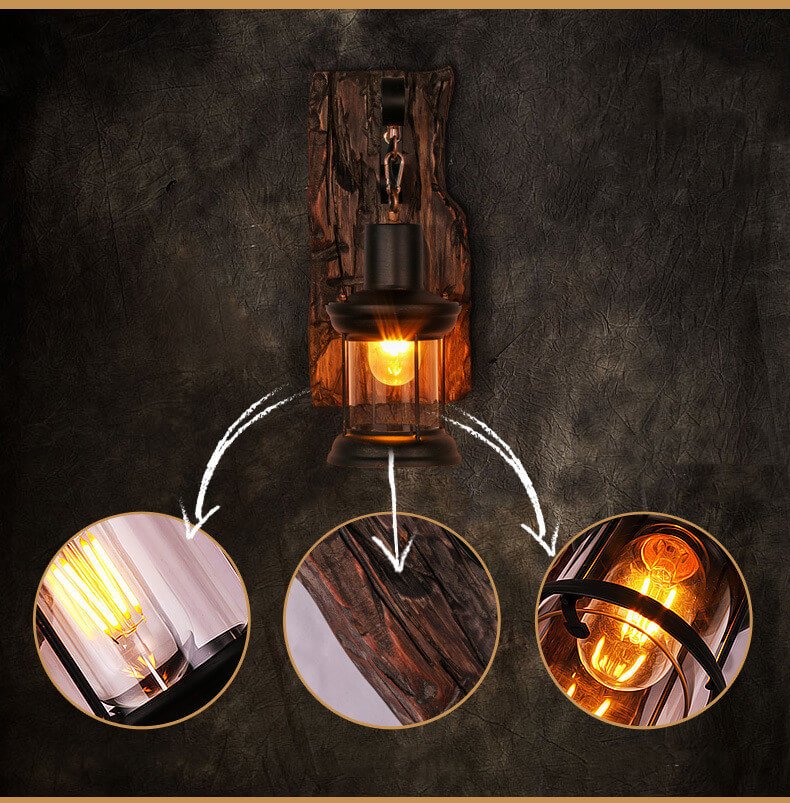 Maliben | Veritas - Wall Lamp Including Wooden Base And Glass Design