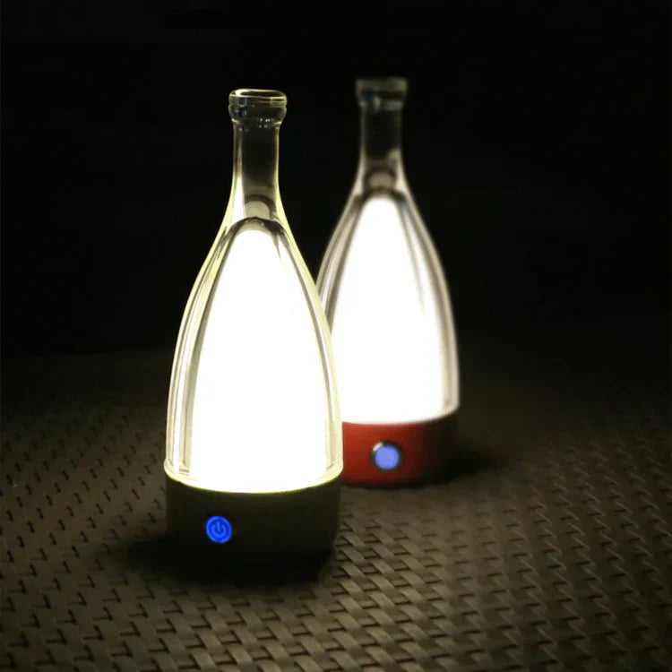 Maliben | Stylish Wine Bottle Table Lamp - Rechargeable With Dimmable Light