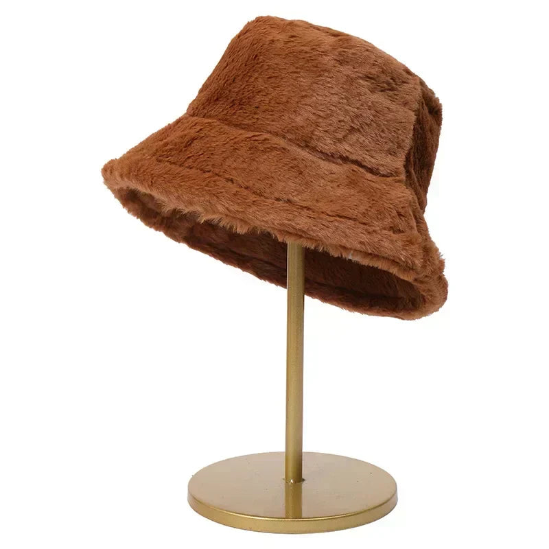 Maliben | Women’S Faux Rabbit Fur Autumn Bucket Hat – Lorna