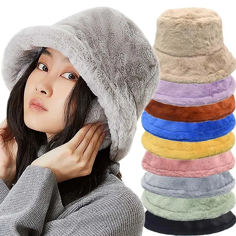Maliben | Women’S Faux Rabbit Fur Autumn Bucket Hat – Lorna