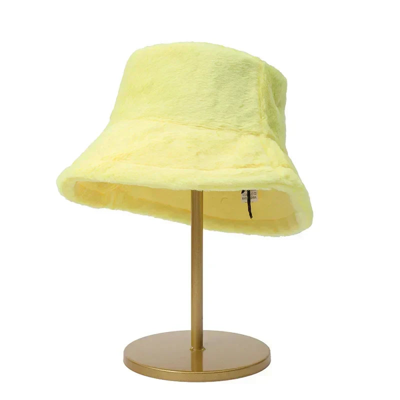 Maliben | Women’S Faux Rabbit Fur Autumn Bucket Hat – Lorna