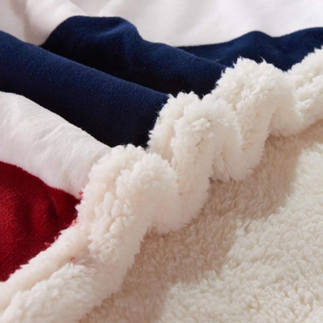 Maliben Flannel-Sherpa Blanket with American Flag