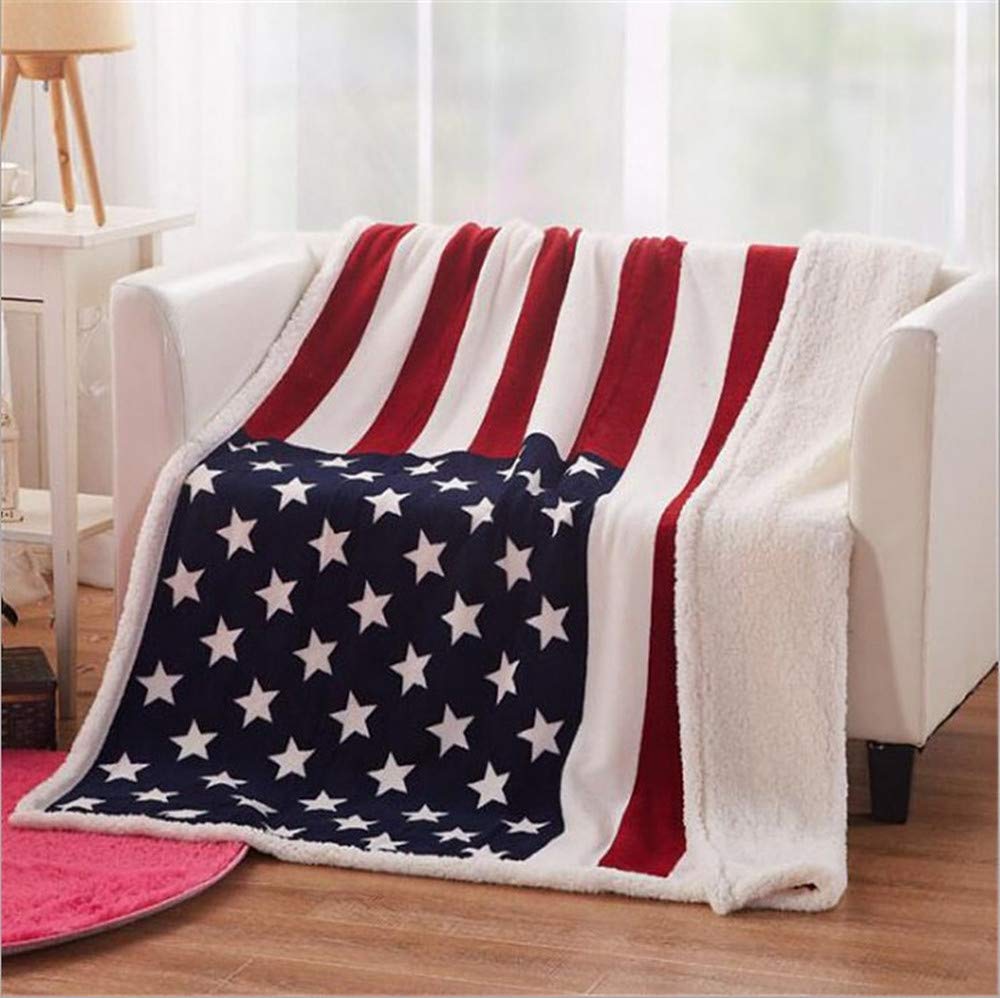 Flannel-Sherpa Blanket with American Flag — Maliben home decor