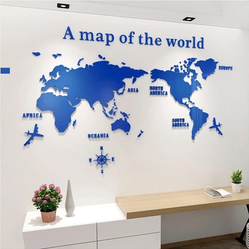 Maliben | 3d World Map Wall Sticker