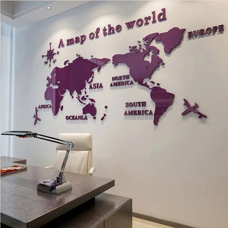 Maliben | 3d World Map Wall Sticker