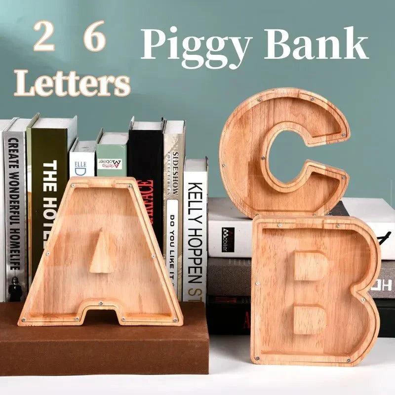 Maliben | Wooden Alphabet Letters 'Initial' Piggy Bank
