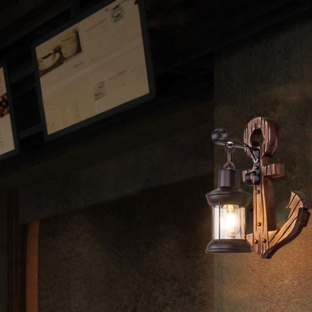 Maliben | Wooden Anchor Led Wall Lamp – Nautica