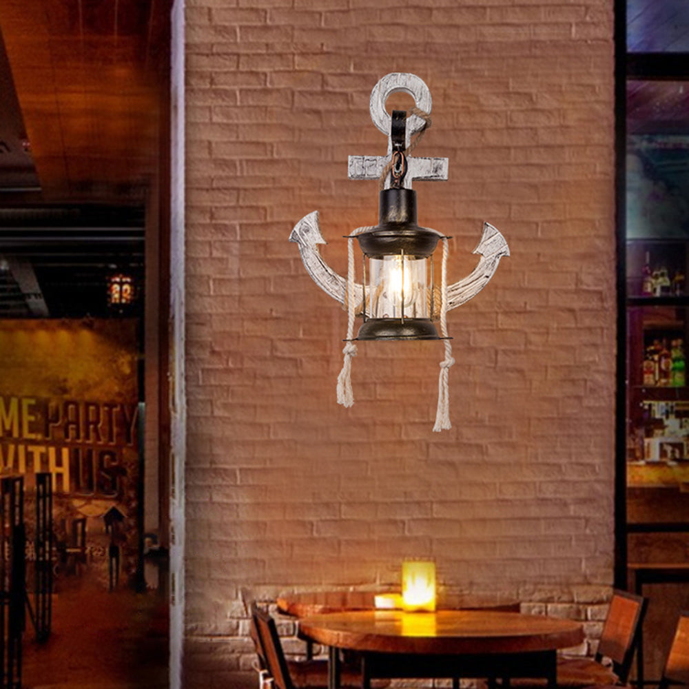 Maliben | Wooden Anchor Led Wall Lamp – Nautica
