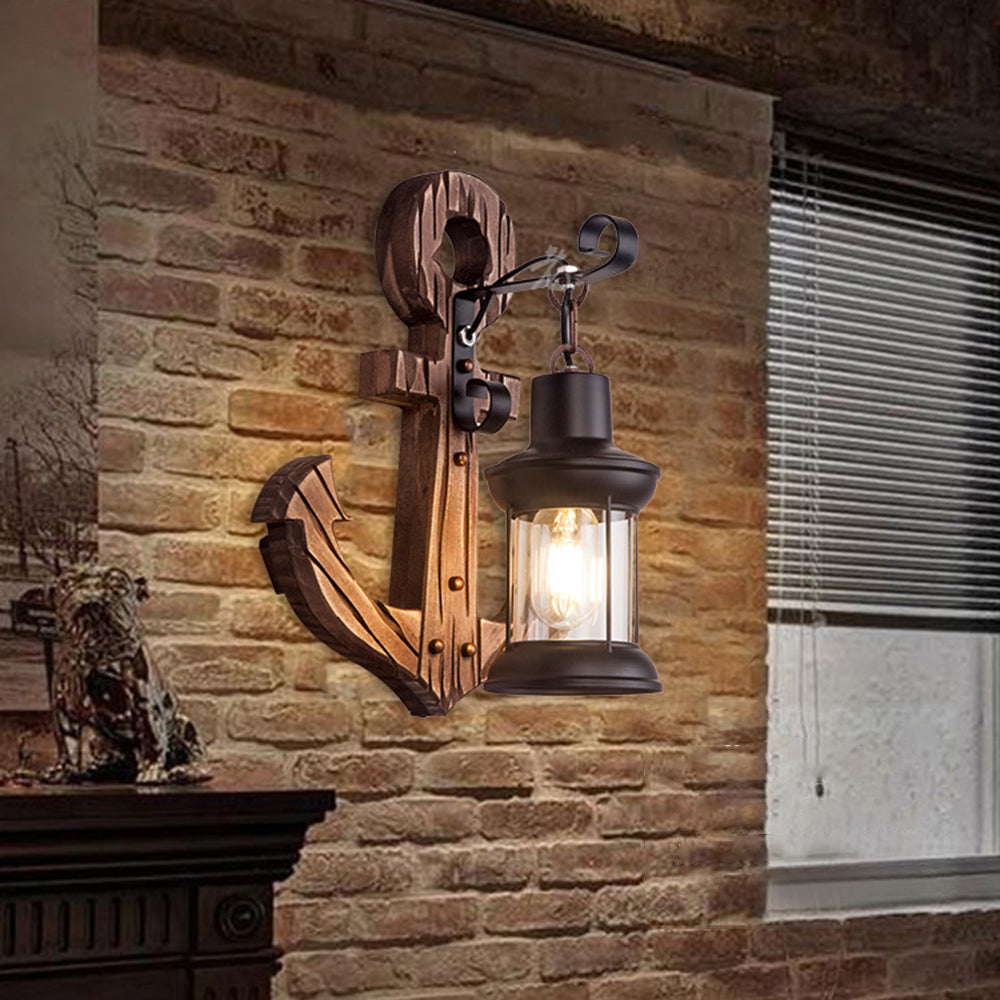 Maliben | Wooden Anchor Led Wall Lamp – Nautica