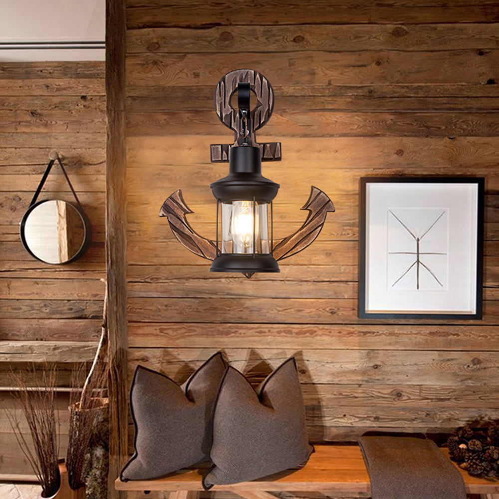 Maliben | Wooden Anchor Led Wall Lamp – Nautica