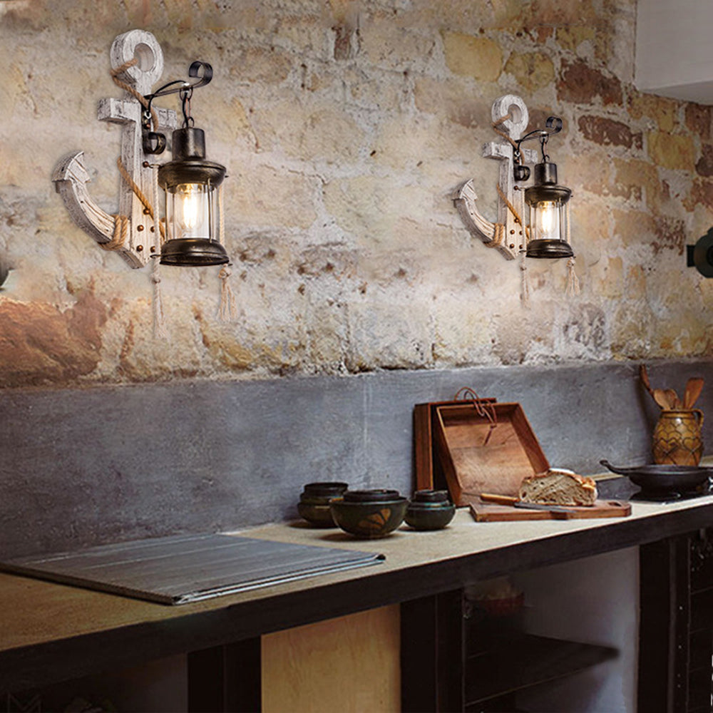 Maliben | Wooden Anchor Led Wall Lamp – Nautica