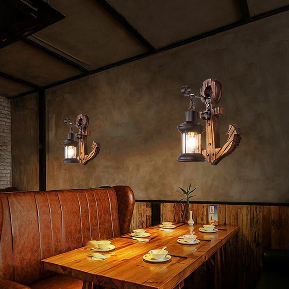 Maliben | Wooden Anchor Led Wall Lamp – Nautica