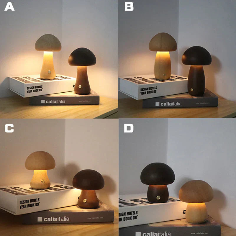 Maliben | Wooden Mushroom Led Night Light - Glowshroom