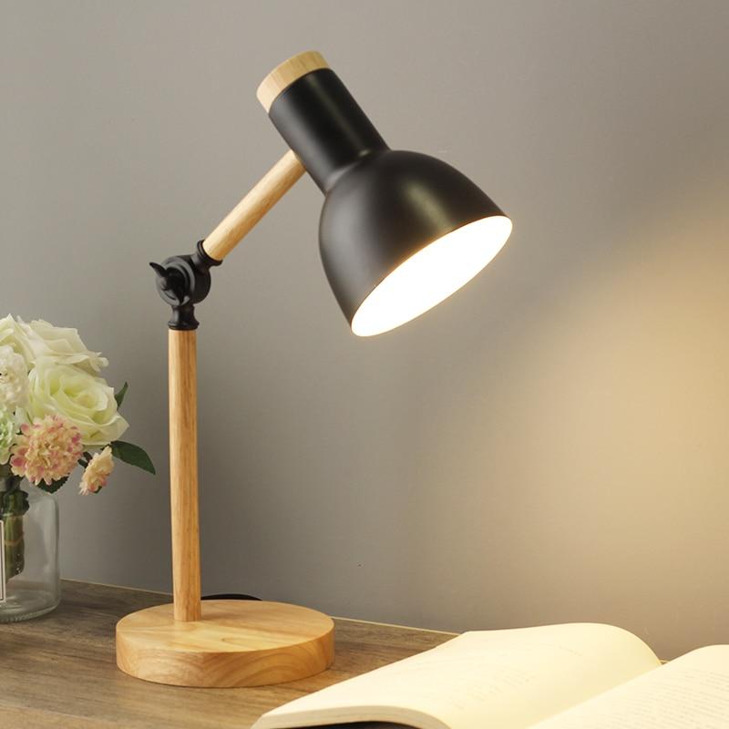 Maliben | Nordivio Scandinavian Table Lamp | Adjustable & Foldable | Wood & Metal | Height 45 Cm