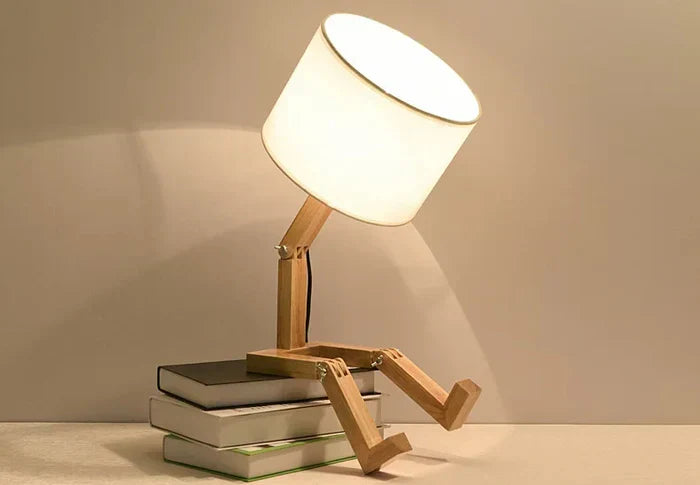 Maliben | Wooden Table Lamp With Book Holder - Rutanflex