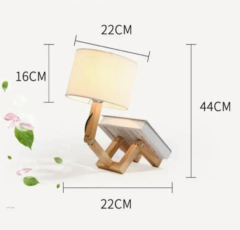 Maliben | Wooden Table Lamp With Book Holder - Rutanflex
