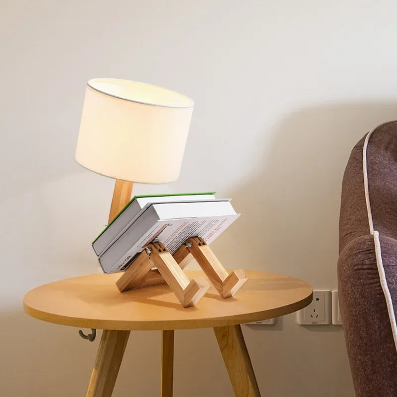 Maliben | Wooden Table Lamp With Book Holder - Rutanflex