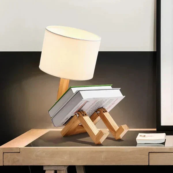 Maliben | Wooden Table Lamp With Book Holder - Rutanflex