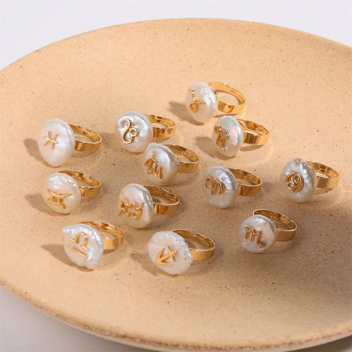 Maliben | Zodiac Sign Large Pearl Statement Ring