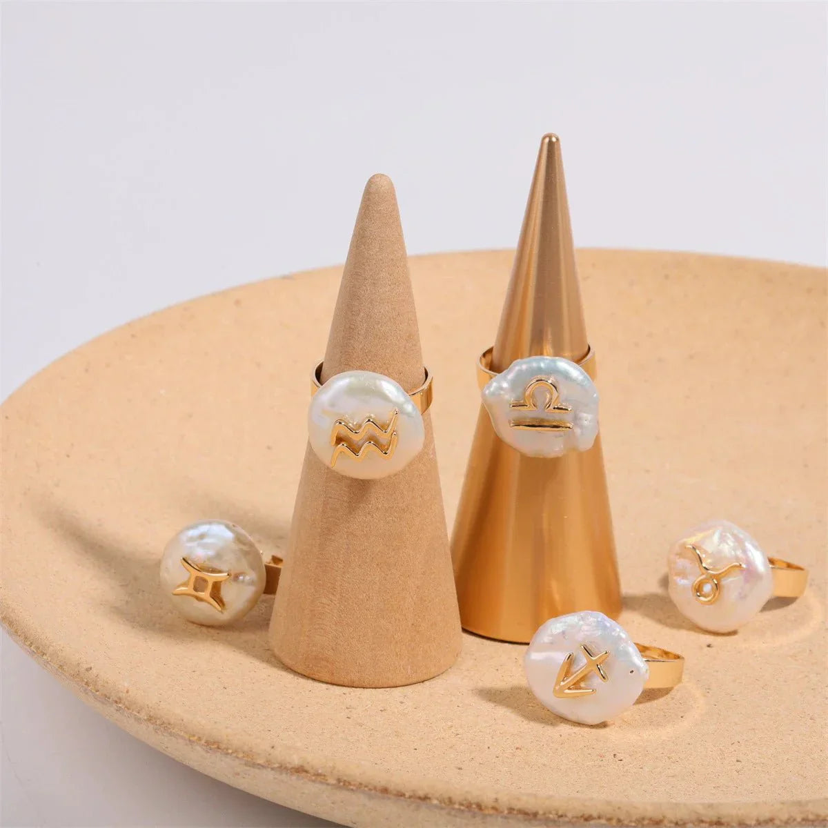 Maliben | Zodiac Sign Large Pearl Statement Ring
