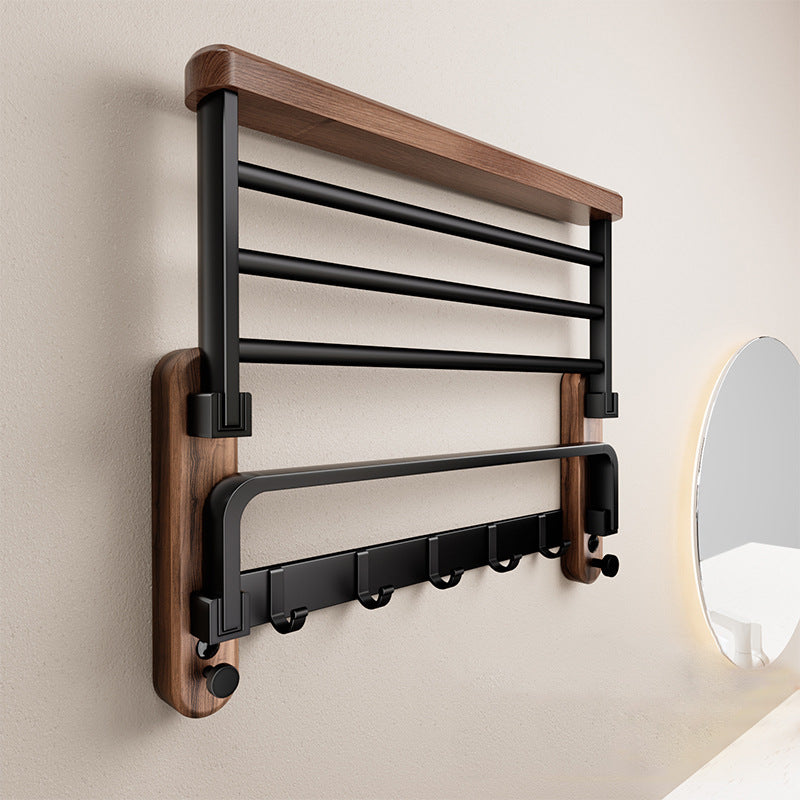 Minimalist bathroom with stainless steel towel rack