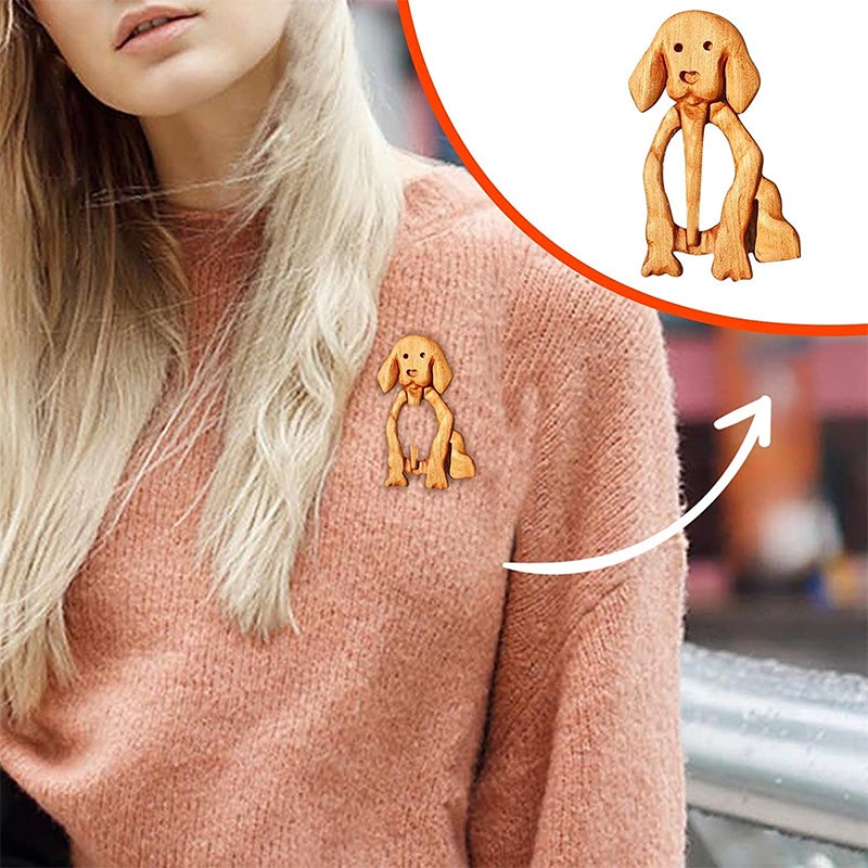 Maliben | Sweet Animal Brooch Made Of Wood