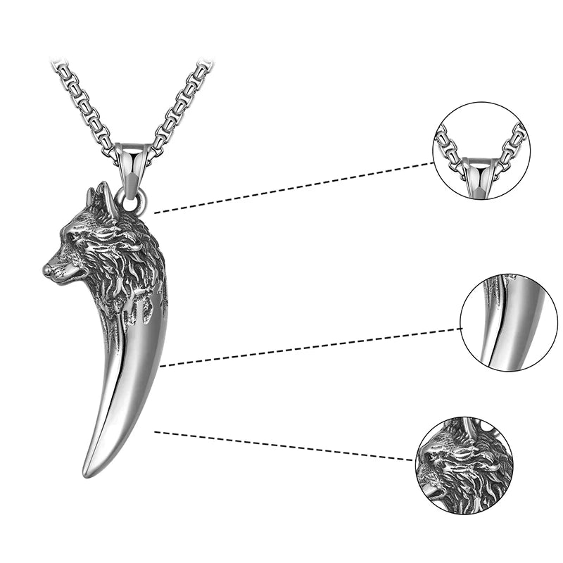 Maliben | Wolf's Head Necklace Made Of Titanium Steel