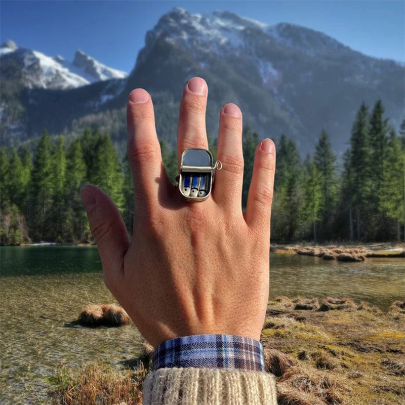 Maliben Sardine Tin Can Ring & Necklace — Quirky Enamel Jewelry