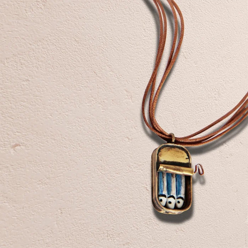 Maliben Sardine Tin Can Ring & Necklace — Quirky Enamel Jewelry