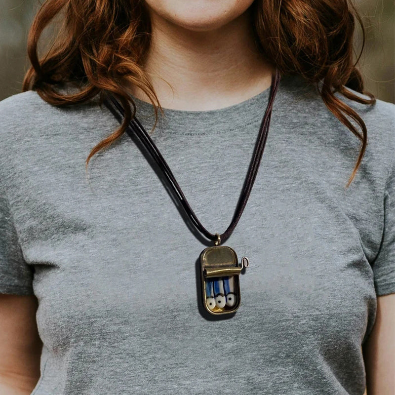 Maliben Sardine Tin Can Ring & Necklace — Quirky Enamel Jewelry