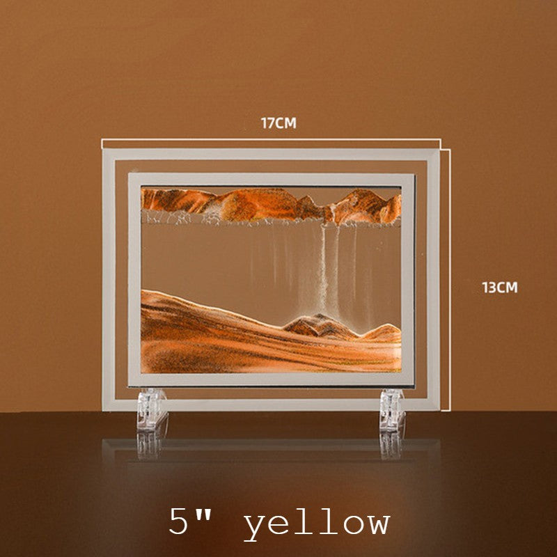 Maliben | Dynamic Glass Framed Moving Sand Nature Landscape, For Desktop, Home, Office, Decor