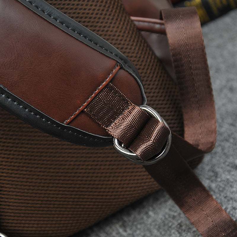 Maliben | Brown Business Leather Backpack, With Easy-To-Carry Top HAndle For Travel, Work and Outdoors