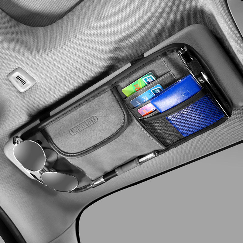 Maliben | Multi-Pocket Car Sun Visor Organizer, For Sunglasses, Cards, Pen, Cash & More