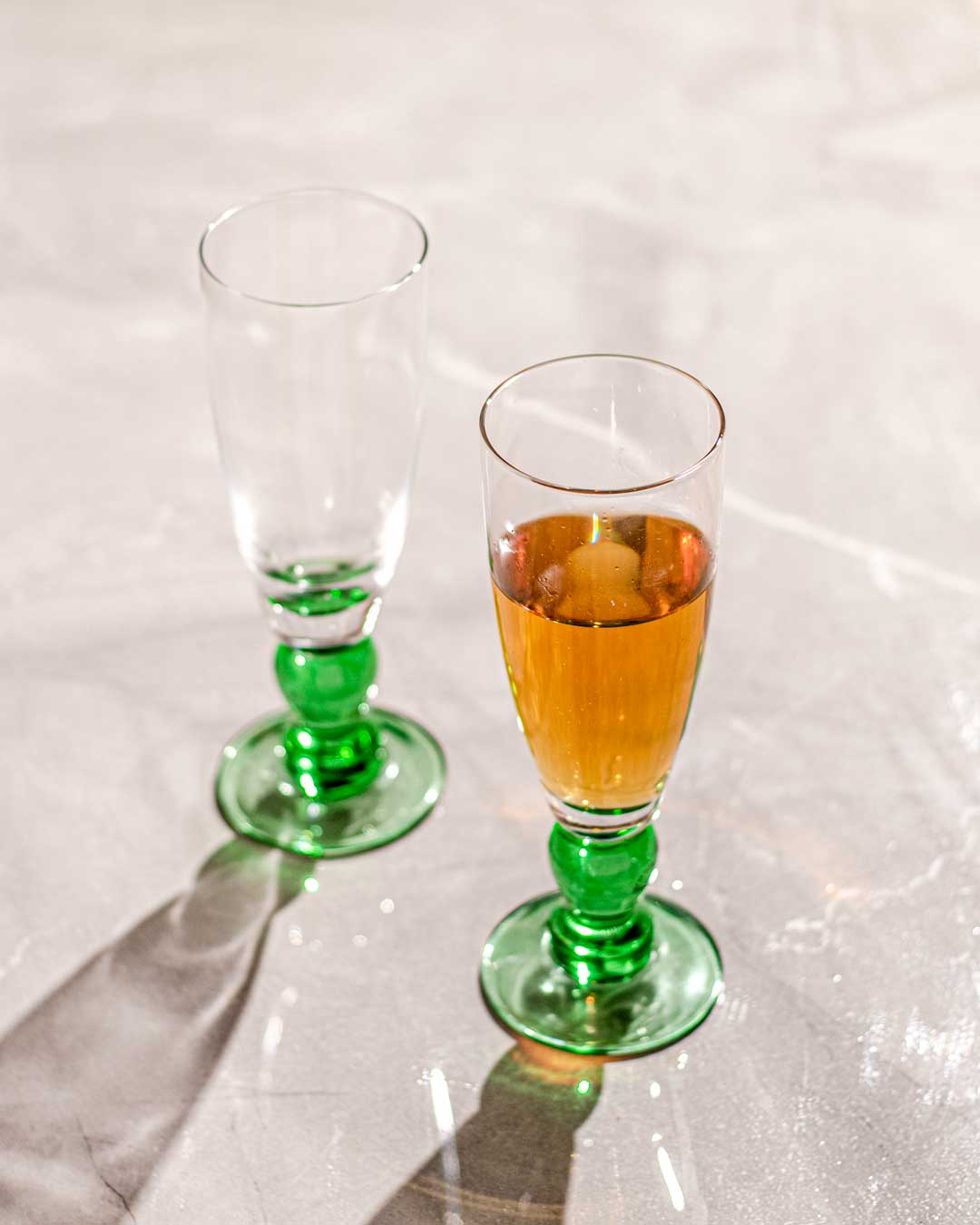 Maliben | Swirl Green Champagne Flute - Set of 6