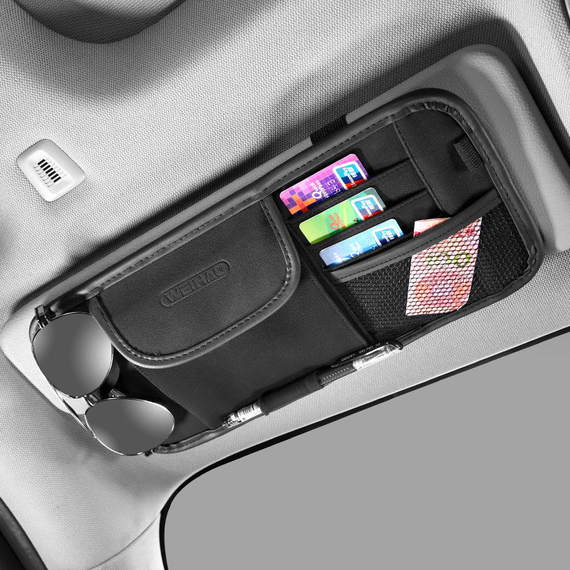 Maliben | Multi-Pocket Car Sun Visor Organizer, For Sunglasses, Cards, Pen, Cash & More
