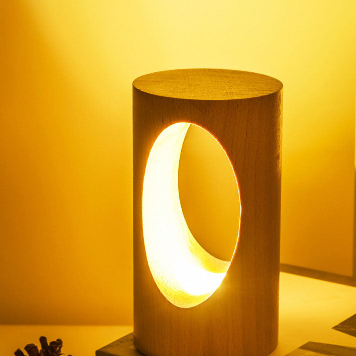 Maliben | Japanese Solid Wood Rectangular Column Led Night Lamp Usb Table Lamp