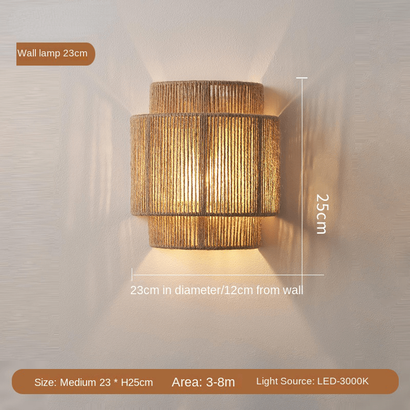 Maliben | Hemplume - Vintage Led Lamp - Bohemian Wicker - Natural Touch