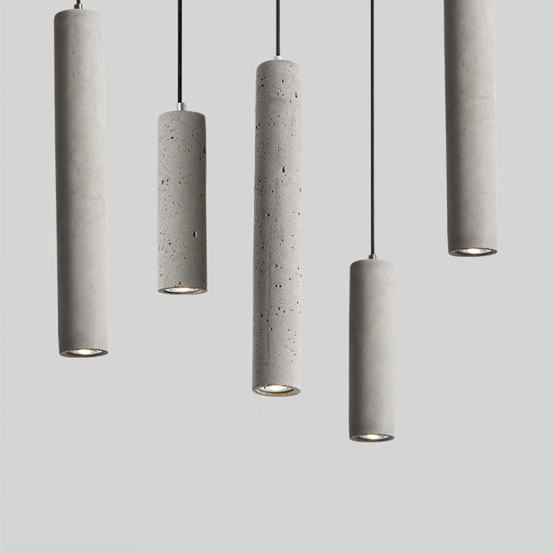 Maliben | Stonecast Industrial Cylinder Pendant Light Made Of Concrete | 1 Light | Smooth Or Rough Surface