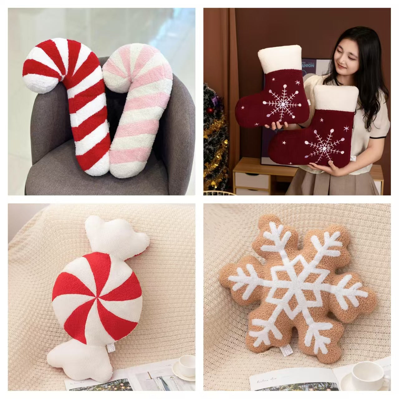 Christmas Snowflake Plush Cushion Pillow