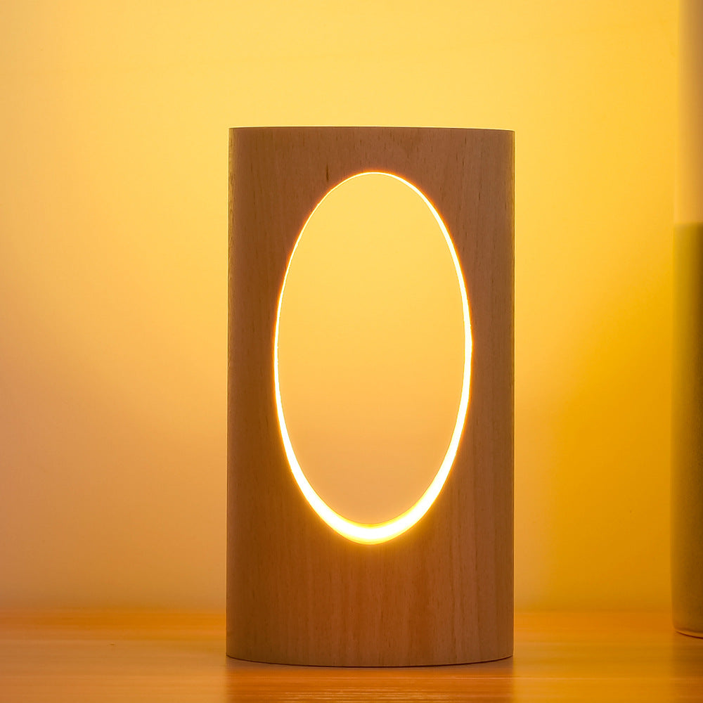 Maliben | Japanese Solid Wood Rectangular Column Led Night Lamp Usb Table Lamp