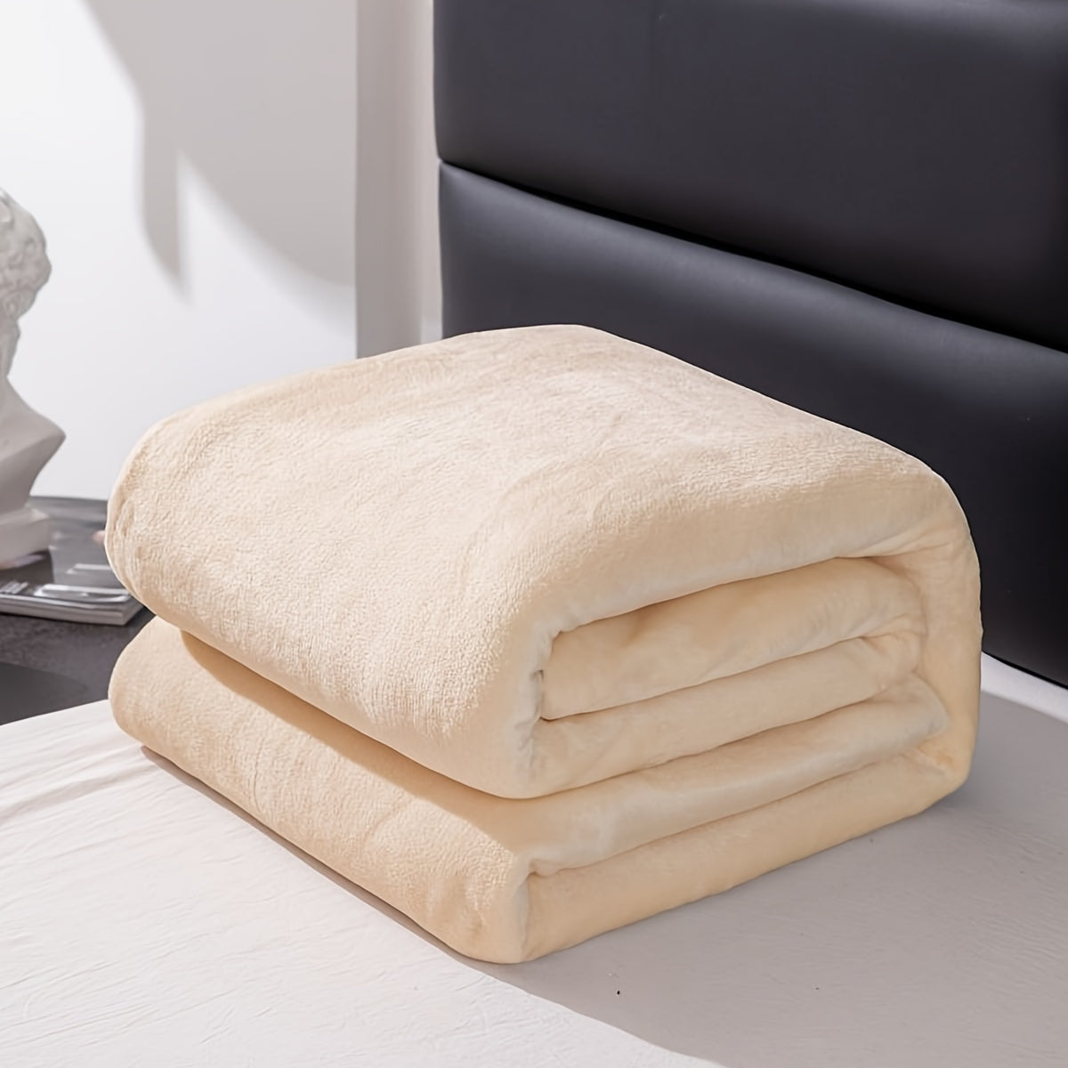 Maliben Soft and warm gray flannel blanket for all seasons