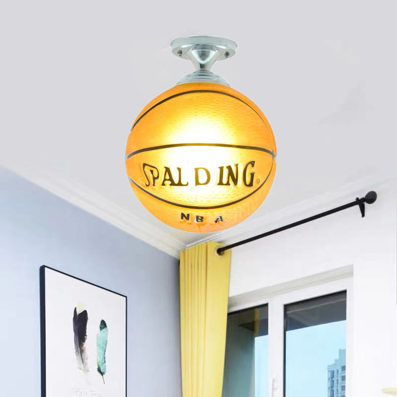 Maliben | Sportlume Creative Ceiling Light | Basketball & Football Design | Semi-Mount | Glass Lamp