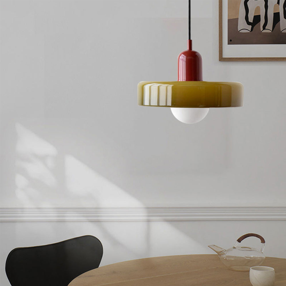 Maliben | Bauhaus Pendant Light | Colored Glass, Adjustable Height & Ideal For Dining Rooms And Modern Interiors