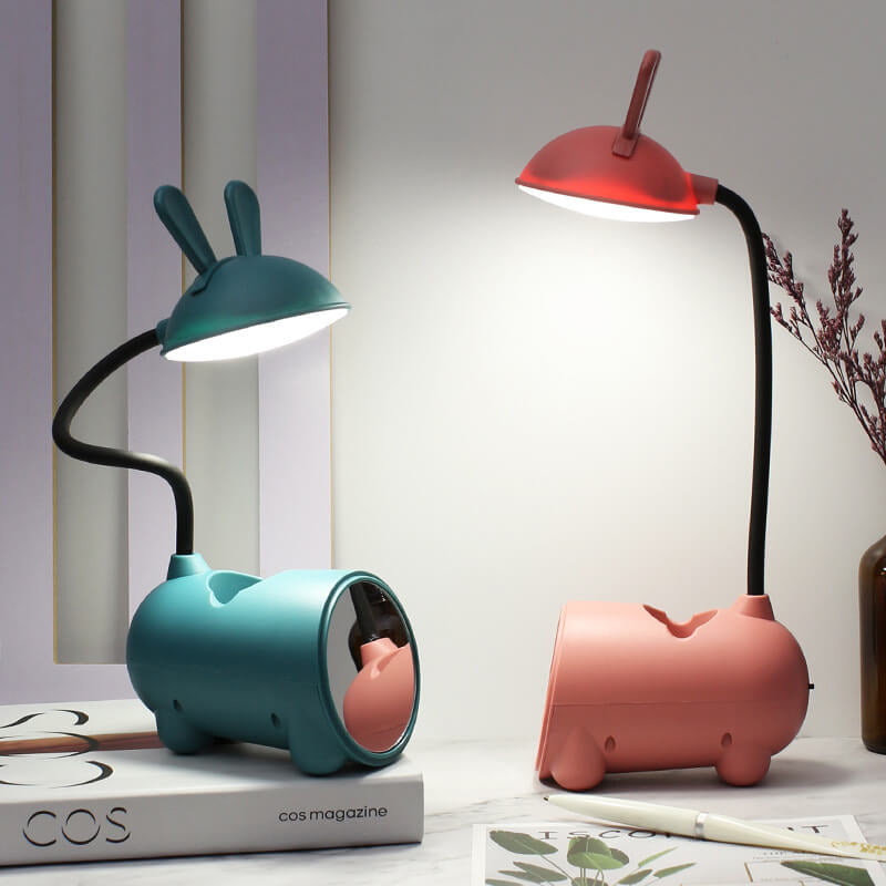 Maliben | Led Desk Lamp Rabbit | Usb & Touch | With Pen Holder | Pink, Green, Blue