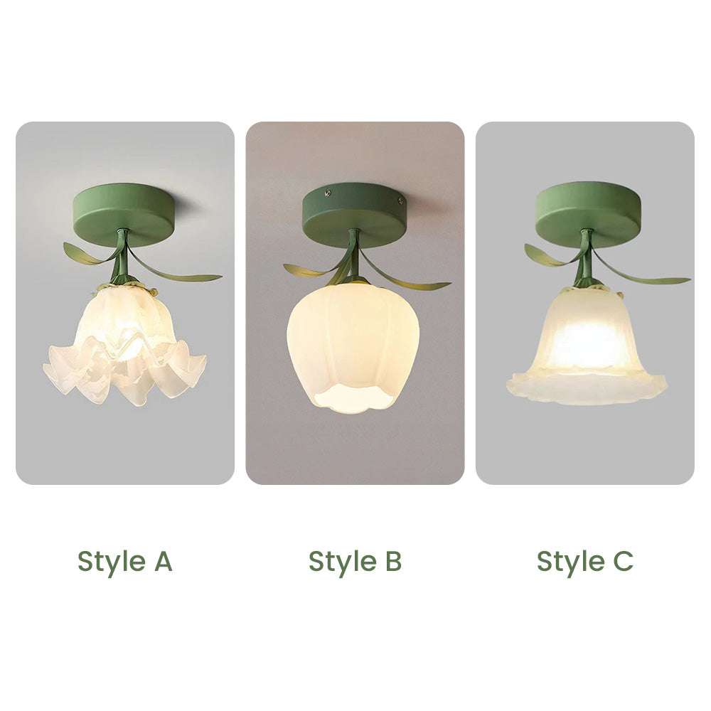 Maliben | Ceiling Light With Floral Glass Shade Design