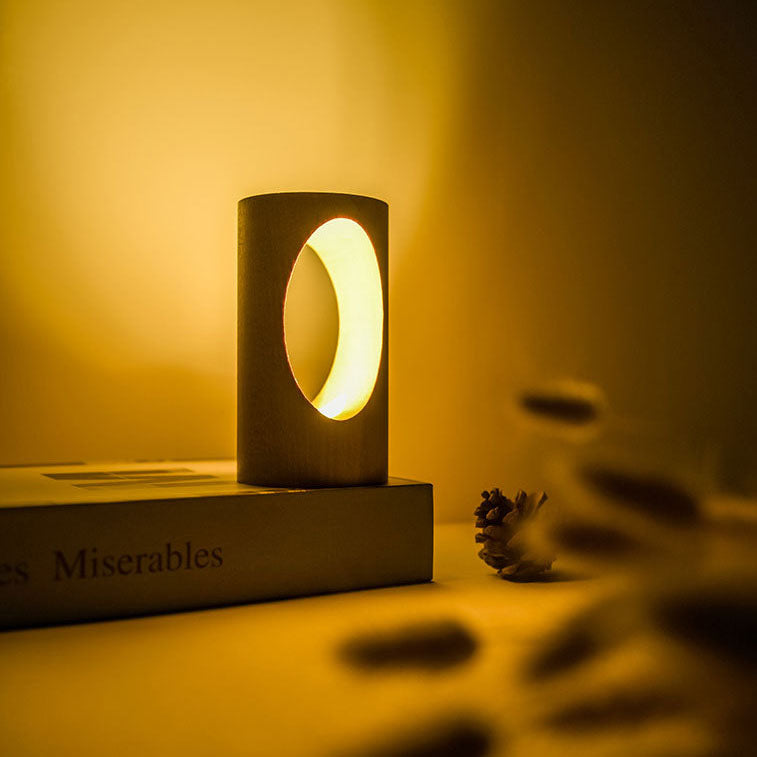 Maliben | Japanese Solid Wood Rectangular Column Led Night Lamp Usb Table Lamp