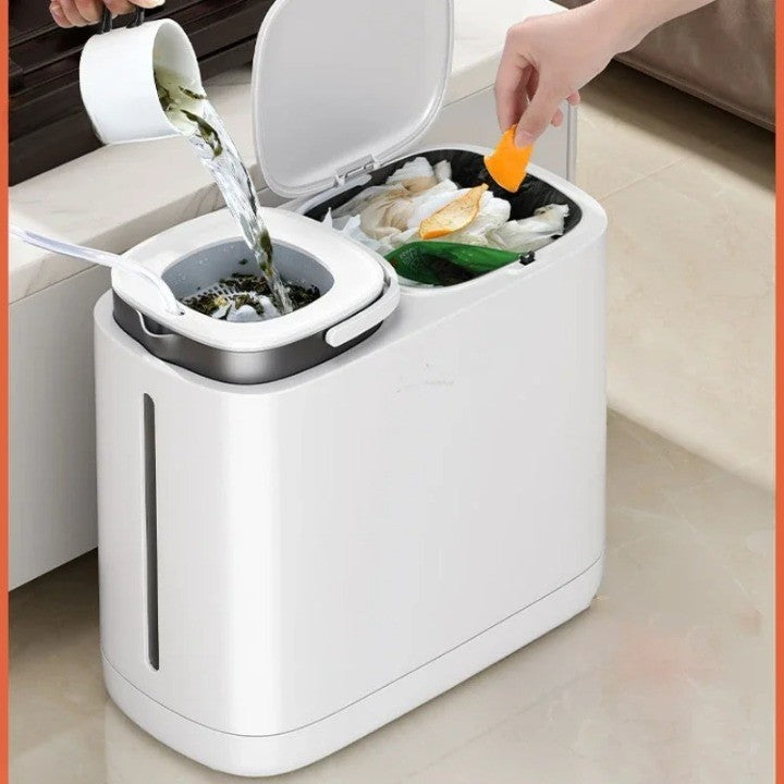 Maliben | Dual Compartment Dry Wet Section Efficient Modern Home Trash Can