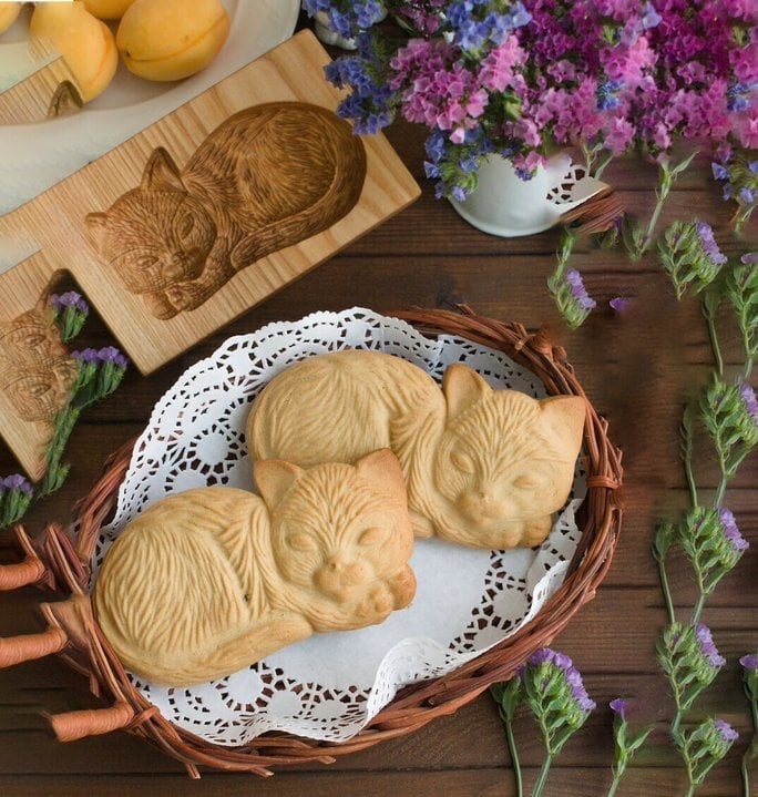 Maliben | Wooden Cookie Mold Set | Engraved Pastry Stamps | Gingerbread & Biscuit Press