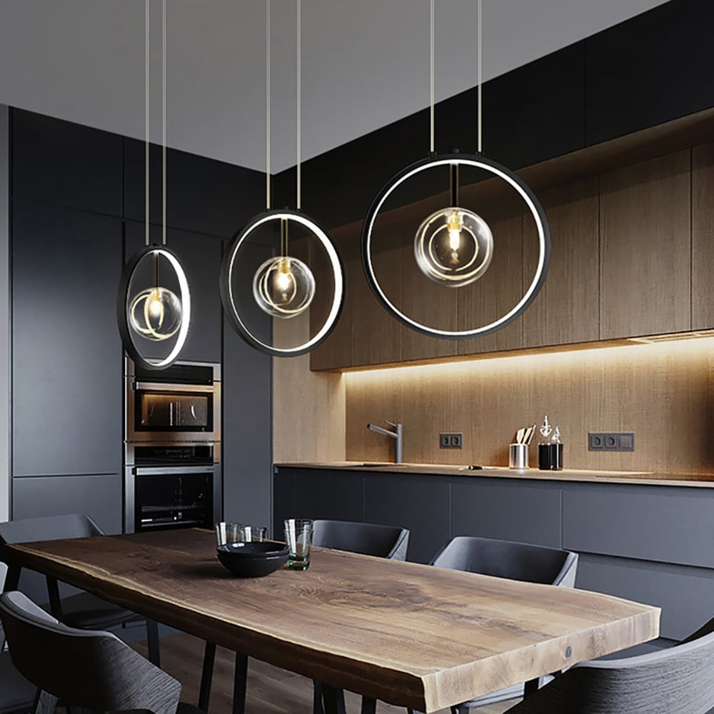Maliben | Minimalist Glass Ball Pendant Light Black